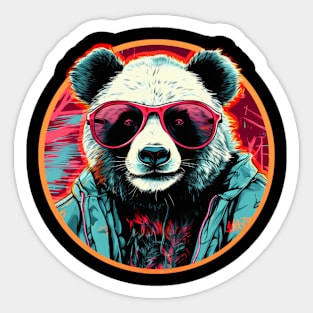 Cool Animals: Cartoon Vintage Funny Cool Panda Sticker